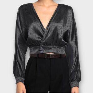 Vanessa Scott Women’s Blouse Top Italy Silky Crop Designer Quiet Luxury